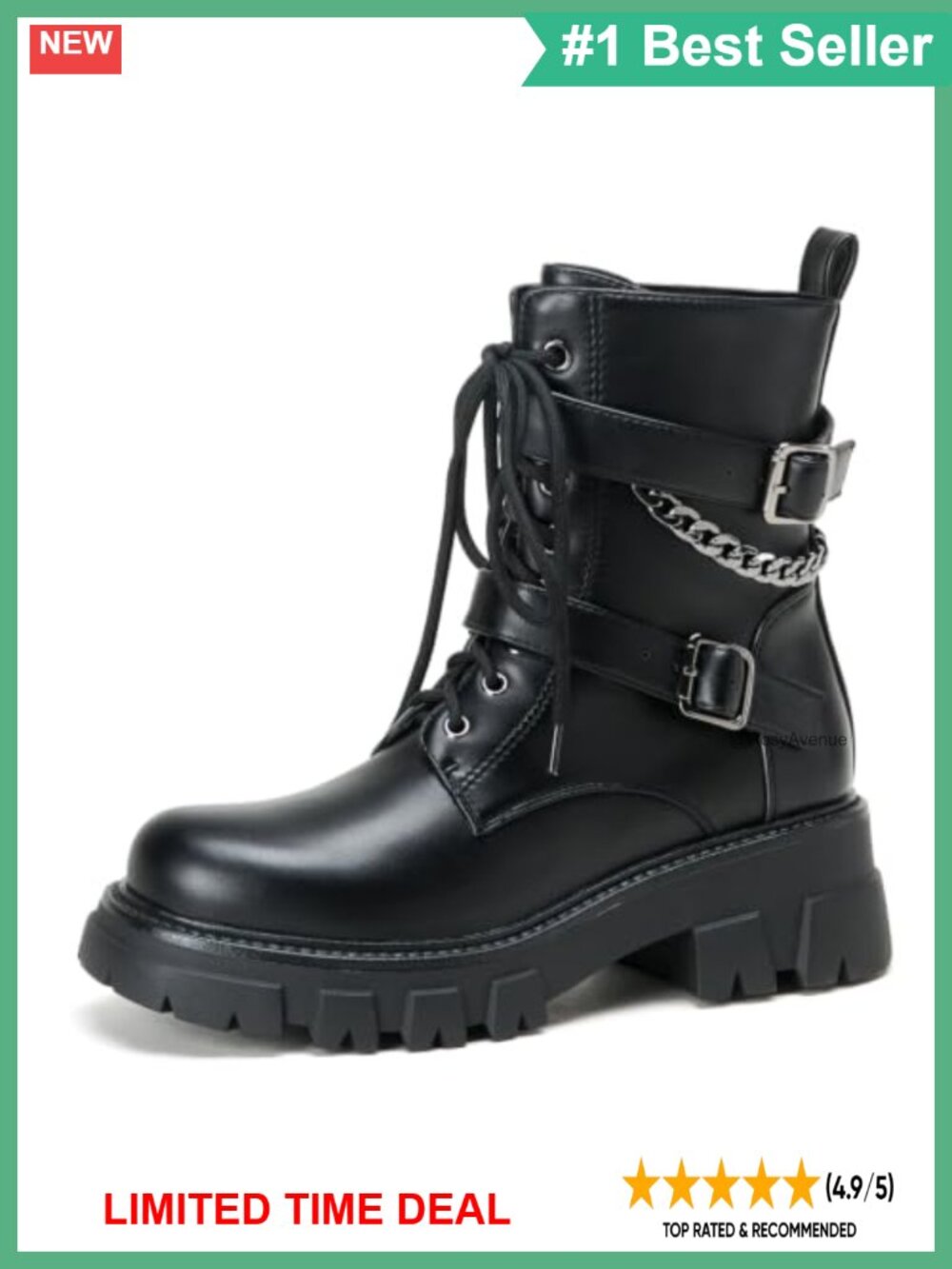 Goth Chunky Platform Combat Boots Lace Up Biker Ankle Boots